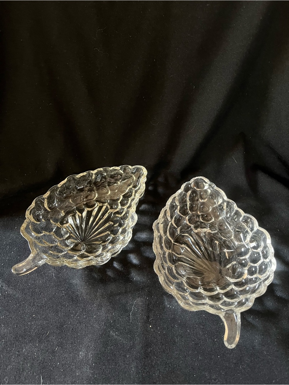Anchor Hocking Clear Glass Grape Cluster Serving Dishes - Pair